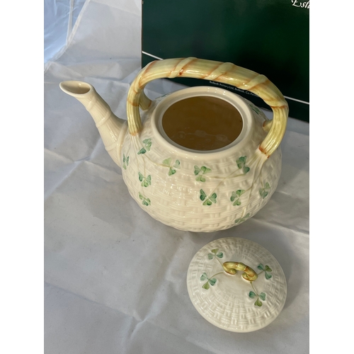 53 - An Irish Belleek  Shamrock Teapot