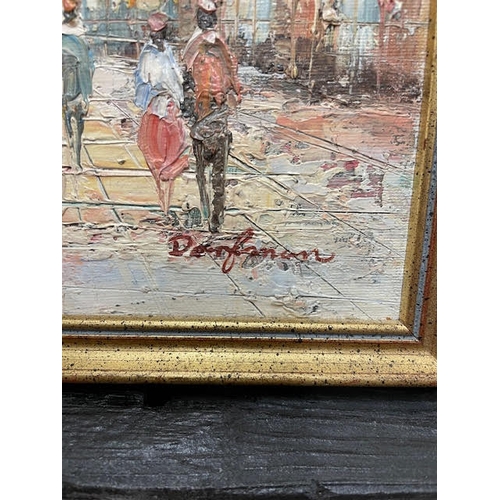 71 - A Framed Oil on Canvas , French Street Scene , Signed