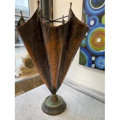 16 - Old copper umbrella holder (umbrella-shaped) , Mid century