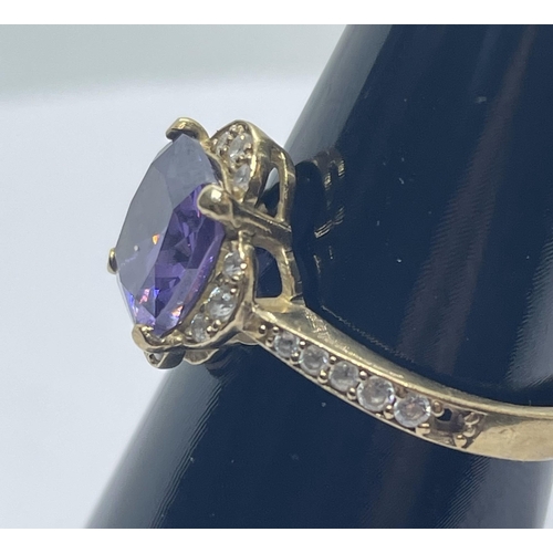 26 - 8ct amethyst & cz ring