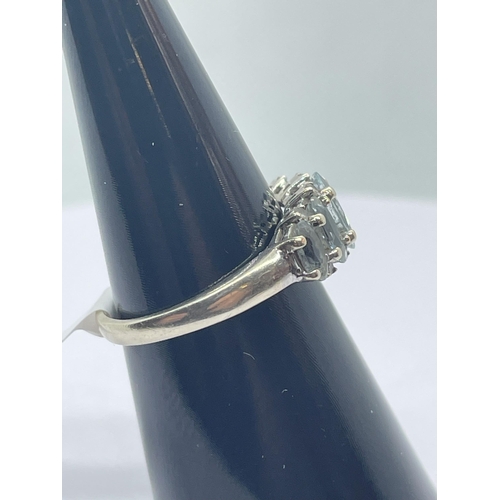 28 - 9ct aquamarine & diamond ring