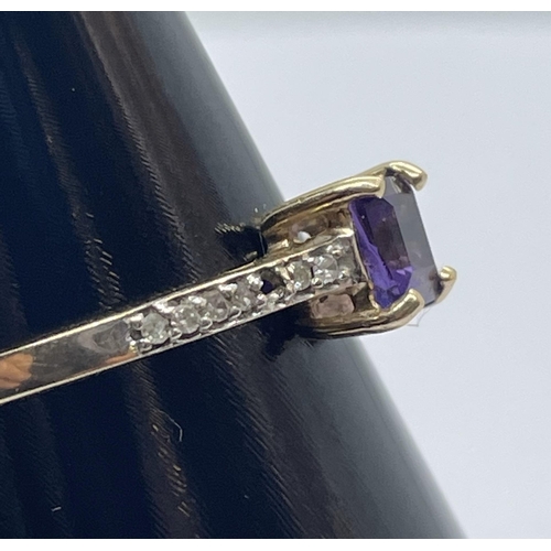 37 - 10ct amethyst & diamond ring