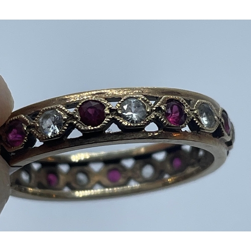 9 - 9ct ruby & cz full eternity ring