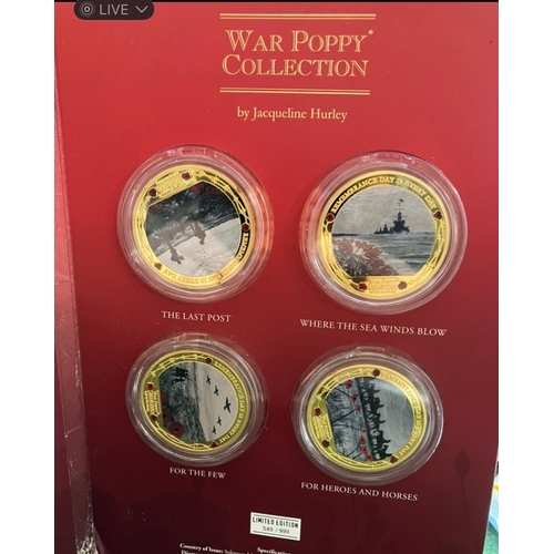 162 - War Poppy Collection 4 x coins by Jacqueline Hurley