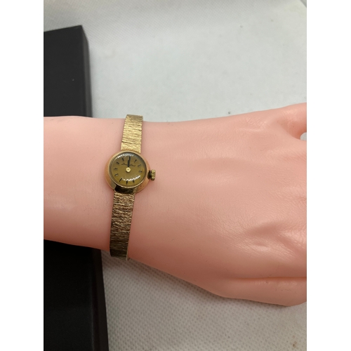 176 - Ladies 9ct gold Bueche Girod vintage watch.