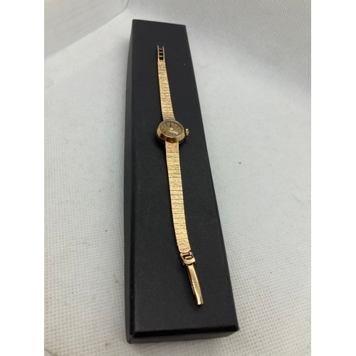 176 - Ladies 9ct gold Bueche Girod vintage watch.