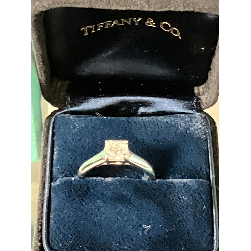 214 - Tiffany & Co Lucida solitaire .65 diamond ring in platinum