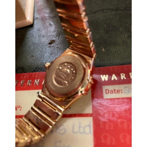 32 - Solid 18k gold and diamonds  ladies Omega constellation. FULL SET