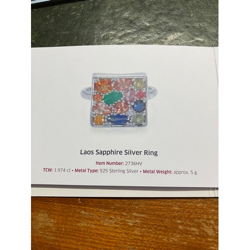 47 - Designer sterling silver and gemstone ring