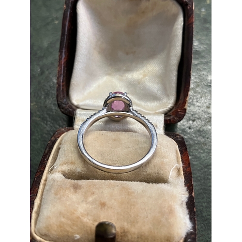 59 - 18ct white gold pink sapphire and diamond ring