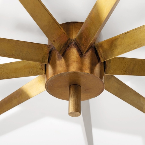 126 - ANGELO LELIILampada a plafone nove Lune. Ottone, vetro soffiato e acidato. Produzione Arredoluce, an... 