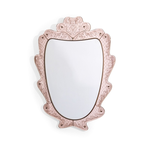 131 - PIETRO CHIESASpecchio. Legno, ottone cristallo colorato e sabbiato, cristallo specchiato. Produzione... 