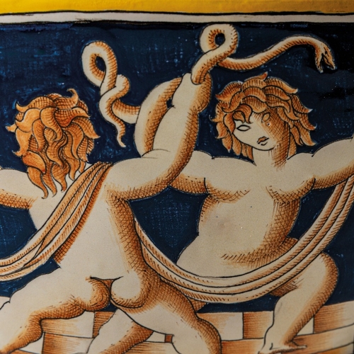 142 - GIO PONTICoppa Donatella della serie Le mie donne. Maiolica policroma. Esecuzione Richard Ginori, an... 