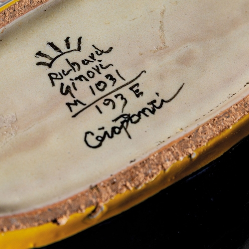 142 - GIO PONTICoppa Donatella della serie Le mie donne. Maiolica policroma. Esecuzione Richard Ginori, an... 