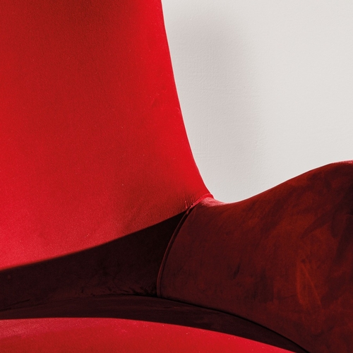 153 - GIO PONTIDivano. Legno tornito e tinto, tessuto imbottito. Italia, anni '50. Perizia Gio Ponti Archi... 