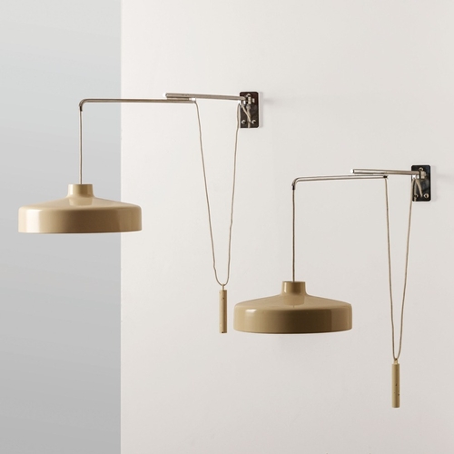 171 - GINO SARFATTICoppia di lampade da parete estensibile mod. 194/n. Ottone cromato, alluminio laccato. ... 