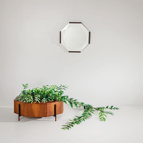 172 - ICO & LUISA PARISIFioriera mod. 1957.4 con specchio. Legno, metallo verniciato, ottone, cristallo sp... 