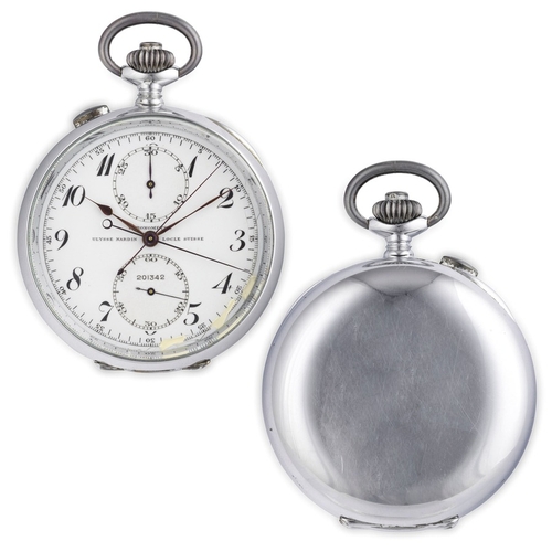 182 - ULYSSE NARDIN NO. 201342, FFBA46, OROLOGIO DA TASCA RATRAPPANTE, IN ARGENTO, SVIZZERA 1920 CIRCAcass... 