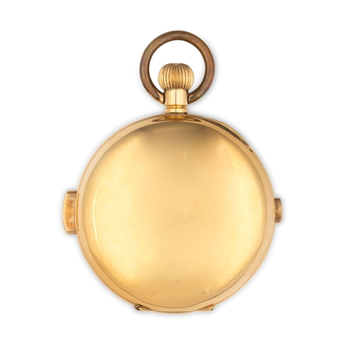 183 - SAVONETTE DA TASCA IN ORO, CON SUONERIA ORE, QUARTI E MINUTI, CRONOMETRO E CALENDARIO COMPLETO, SVIZ... 