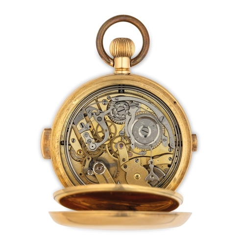 183 - SAVONETTE DA TASCA IN ORO, CON SUONERIA ORE, QUARTI E MINUTI, CRONOMETRO E CALENDARIO COMPLETO, SVIZ... 