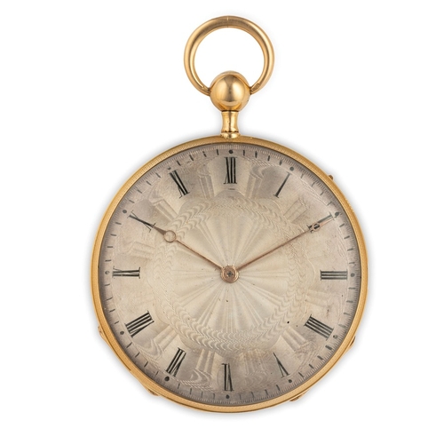 185 - ANONIMO, OROLOGIO DA TASCA IN ORO, CON RIPETIZIONE ORE E QUARTI, SVIZZERA 1820 CIRCAcassa in oro dia... 