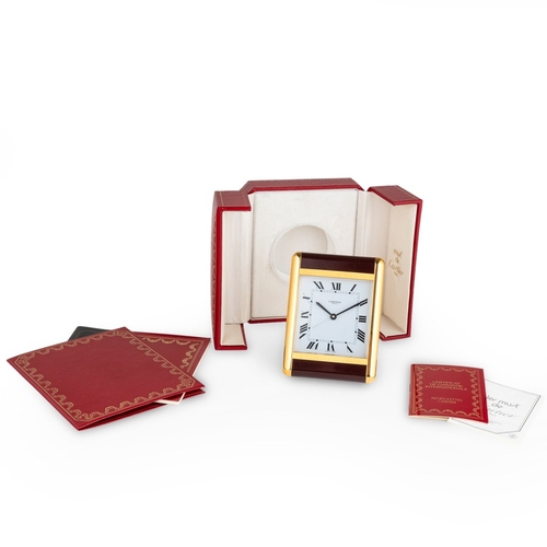 224 - CARTIER, MUST DE CARTIER, OROLOGIO DA SCRIVANIA, CON COFANETTO E DOCUMENTI, SVIZZERA 1987Epoca:  198... 