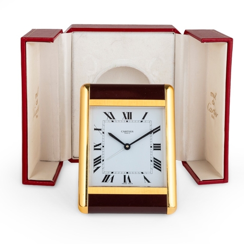 224 - CARTIER, MUST DE CARTIER, OROLOGIO DA SCRIVANIA, CON COFANETTO E DOCUMENTI, SVIZZERA 1987Epoca:  198... 