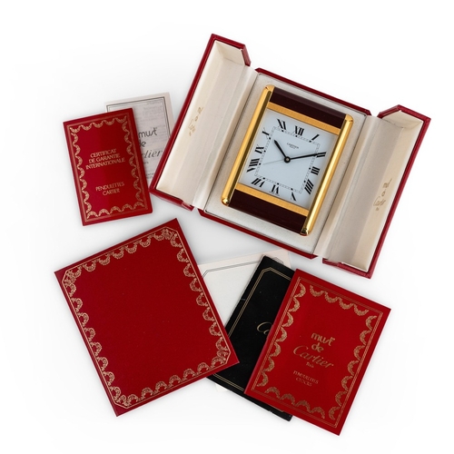 224 - CARTIER, MUST DE CARTIER, OROLOGIO DA SCRIVANIA, CON COFANETTO E DOCUMENTI, SVIZZERA 1987Epoca:  198... 