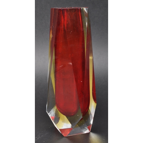 16 - Flavio Poli - A retro mid 20th Century 1960s Italian Murano studio art glass Sommerso vase of rectan... 