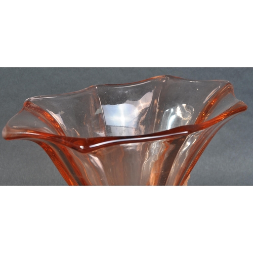 19 - Walther & Söhne - A vintage 20th Century Art Deco peach glass vase of flared from with two frosted g... 