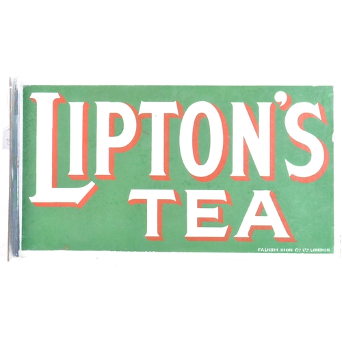 20 - Liptons Tea - A vintage 20th Century advertising point of sale shop display double sided enamel porc... 