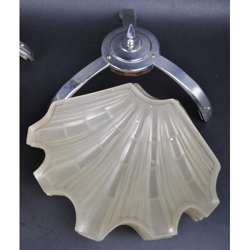 28 - Rochelle - A matching pair of vintage 1930s Art Deco Odeon type ceiling lamp light fitting / chandel... 