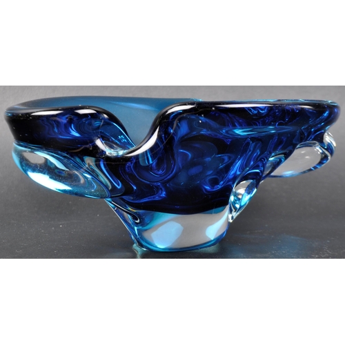 47 - A retro vintage 20th Century Italian Murano Sommerso studio art glass bowl of organic freeform desig... 