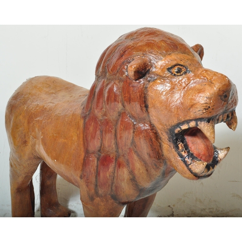 5 - A large vintage early to mid 20th Century papier-mâché lion sculpture with open mouth and firm stanc... 