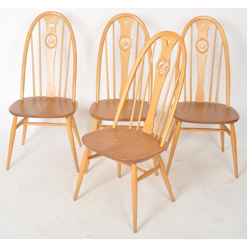 55 - Ercol - Swan Pattern - A matching set of four retro 20th Century light beech and elm dining chairs h... 