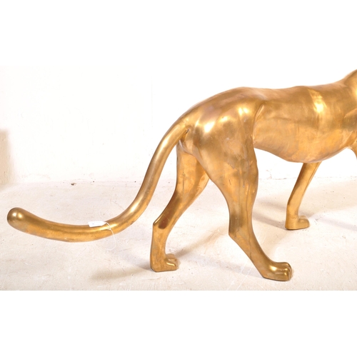 6 - A large retro 20th Century 1970s / 80s brass Panther / Jaguar cast in a standing position with mouth... 