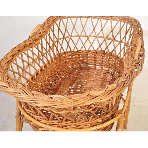 Rattan//cane//bamboo Moses basket stand buying vintage//rustic//minimalist