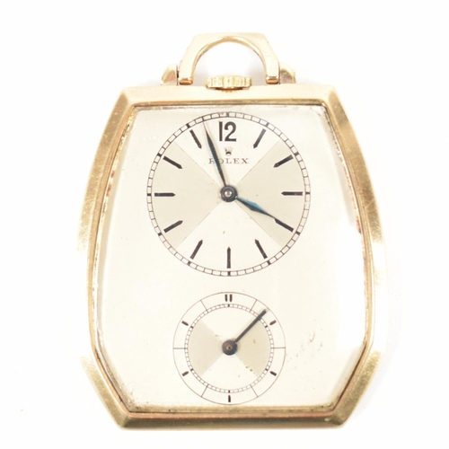 213 - A 1930s Art Deco Rolex Prince Imperial pocket watch. The watch of elongated hexagonal form having a ... 