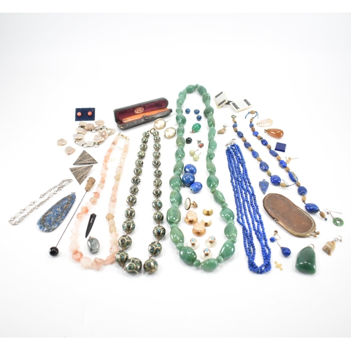 236 - A collection of vintage and antique costume jewellery. The lot to include aventurine quartz and lapi... 