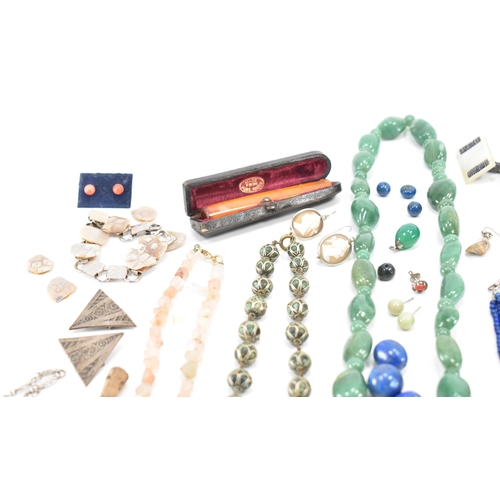 236 - A collection of vintage and antique costume jewellery. The lot to include aventurine quartz and lapi... 