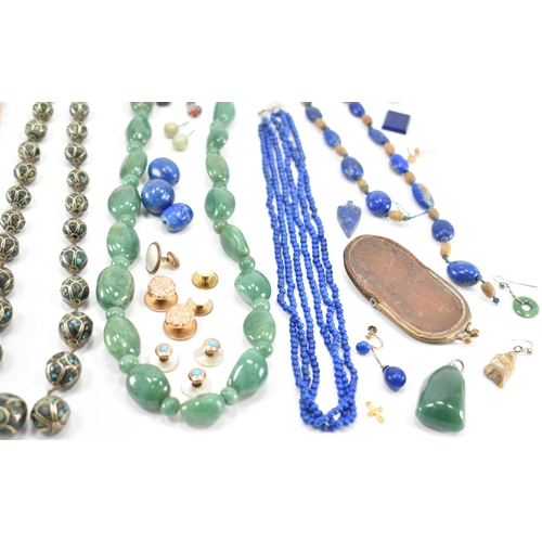 236 - A collection of vintage and antique costume jewellery. The lot to include aventurine quartz and lapi... 