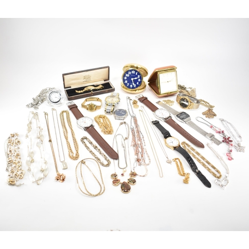 247 - A collection of vintage costume jewellery & watches. The lot to include; gold & silver tone Orlando ... 