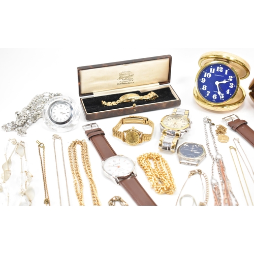 247 - A collection of vintage costume jewellery & watches. The lot to include; gold & silver tone Orlando ... 