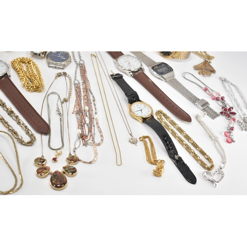 247 - A collection of vintage costume jewellery & watches. The lot to include; gold & silver tone Orlando ... 