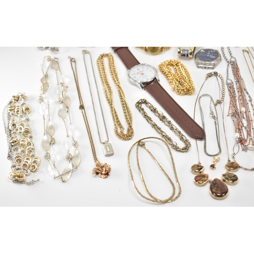 247 - A collection of vintage costume jewellery & watches. The lot to include; gold & silver tone Orlando ... 