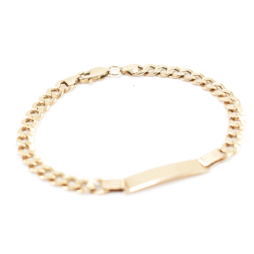 263 - A hallmarked 9ct gold curb link ID bracelet. The bracelet having a blank plaque to curb links and un... 