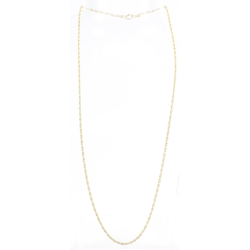 302 - A hallmarked 9ct gold rope twist chain necklace. The necklace formed of rope twist chain to  spring ... 