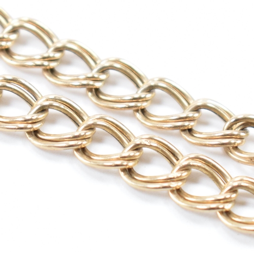 309 - A hallmarked 9ct gold double link chain bracelet.  The bracelet having a lobster claw clasp. Clasp r... 