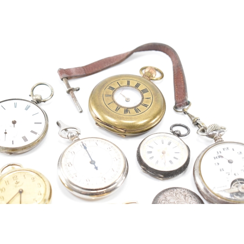 534 - A collection of vintage and antique pocket watches. The lot to include two silver pocket watches, an... 