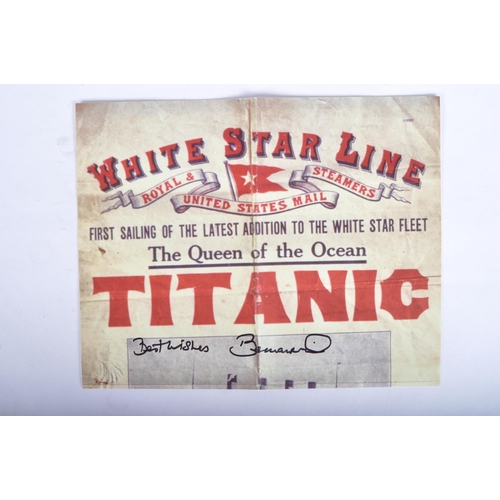 96 - The Collection Of Bernard Hill - RMS Titanic  - personally owned and autographed replica White Star ... 